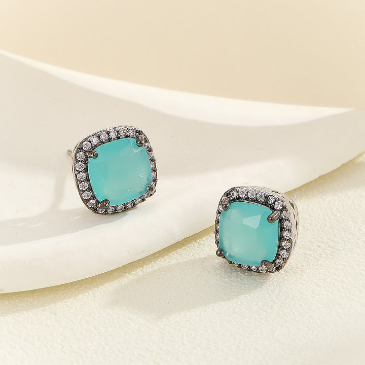 Radiant Ferozi Square Studs - Reet Pehal