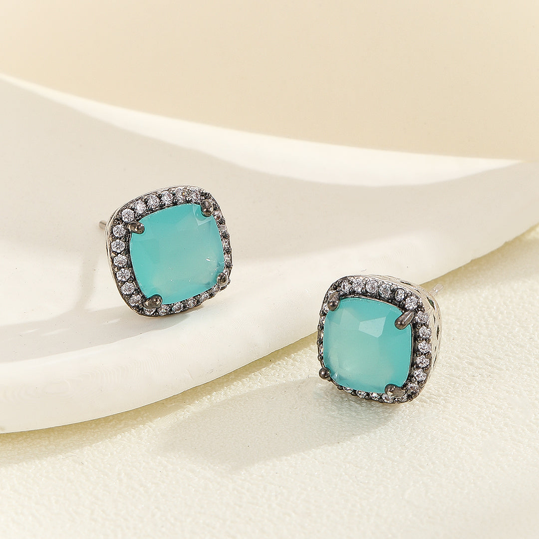 Radiant Ferozi Square Studs - Reet Pehal