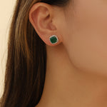 Load image into Gallery viewer, Luxe Green Crystal Square Earrings - Reet Pehal
