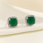 Load image into Gallery viewer, Luxe Green Crystal Square Earrings - Reet Pehal
