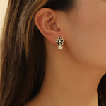 Load image into Gallery viewer, Pearly Black Blossom Drop Earrings - Reet Pehal
