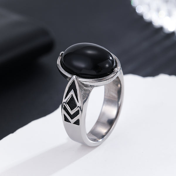 Stunning Geometric Eclipse Onyx Ring