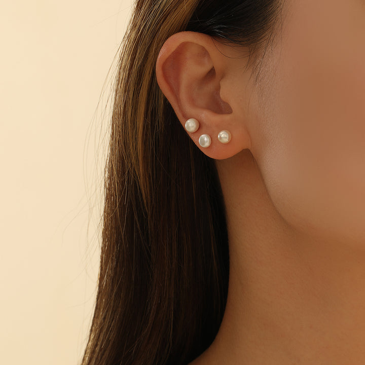 Fine-looking Pearl Gold Studs - Reet Pehal