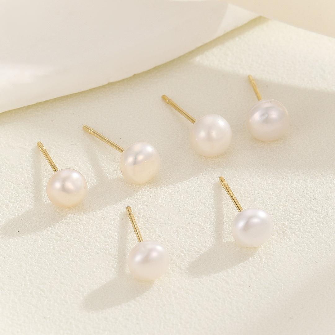 Fine-looking Pearl Gold Studs - Reet Pehal