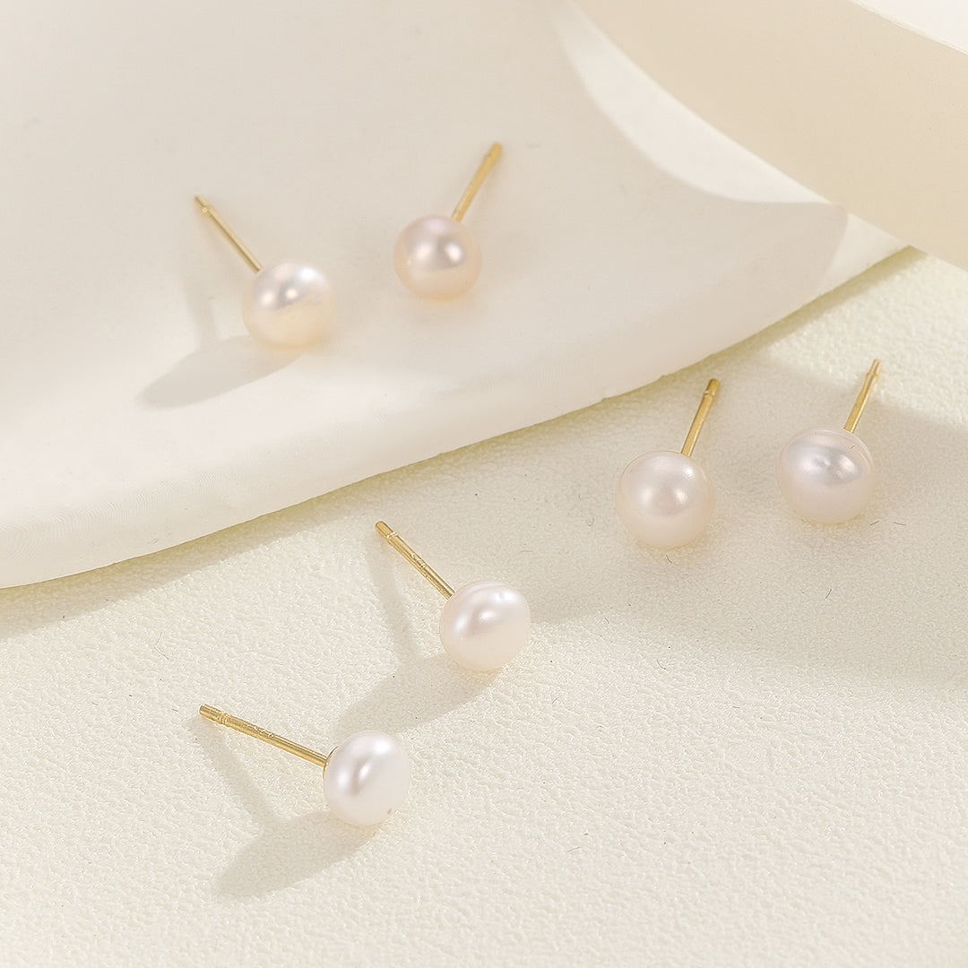 Fine-looking Pearl Gold Studs - Reet Pehal