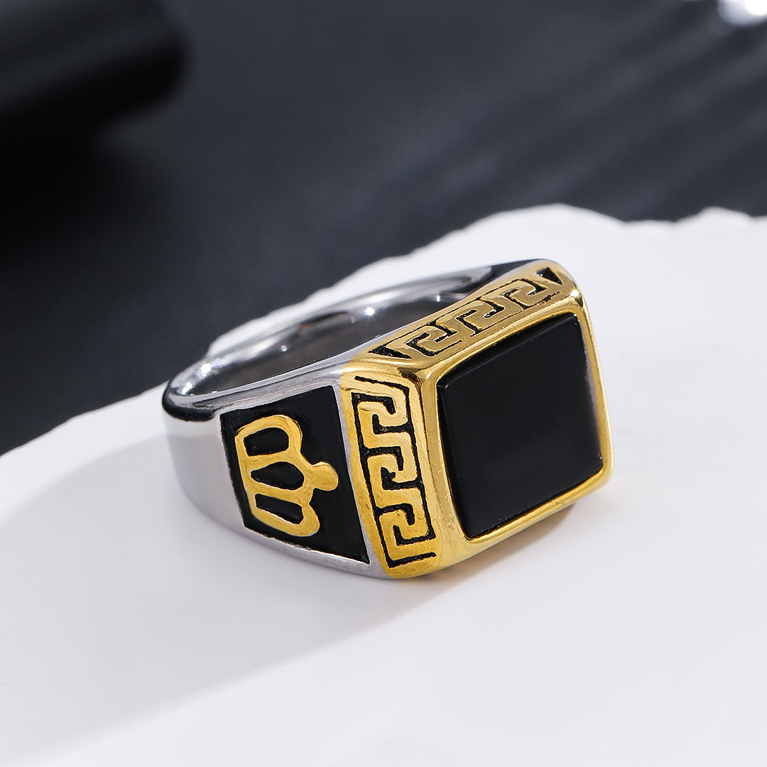 Timeless Greek Key Signet Ring