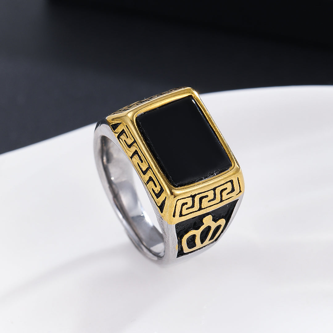 Timeless Greek Key Signet Ring