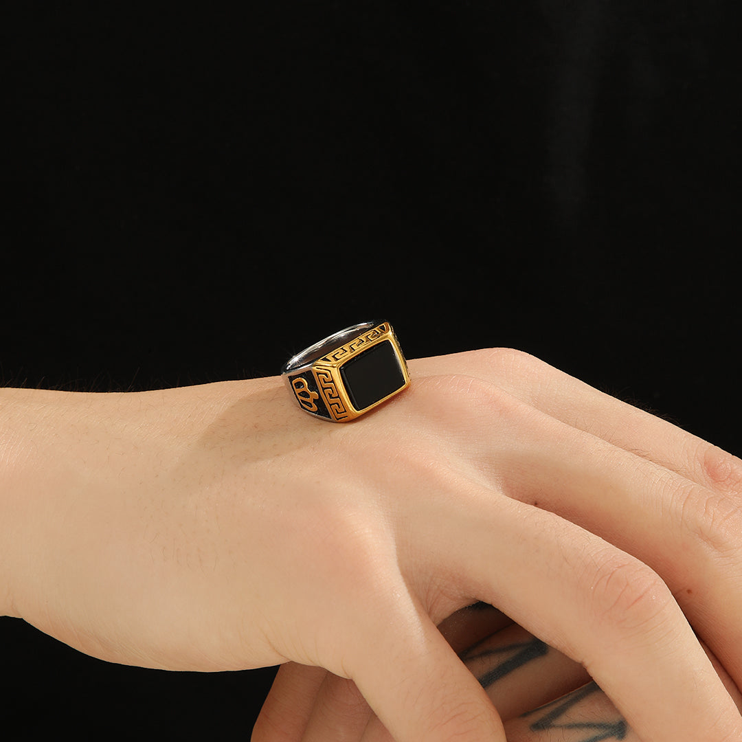 Timeless Greek Key Signet Ring