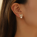 Load image into Gallery viewer, Sparkling Gold Butterfly Pearl Earrings - Reet Pehal
