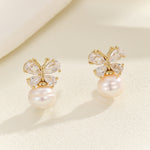 Load image into Gallery viewer, Crystal Butterfly Elegance Gold Earrings - Reet Pehal
