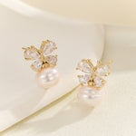 Load image into Gallery viewer, Crystal Butterfly Elegance Gold Earrings - Reet Pehal
