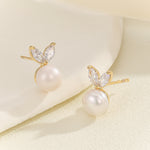 Load image into Gallery viewer, Pretty Pearl Petal Gold Earrings - Reet Pehal
