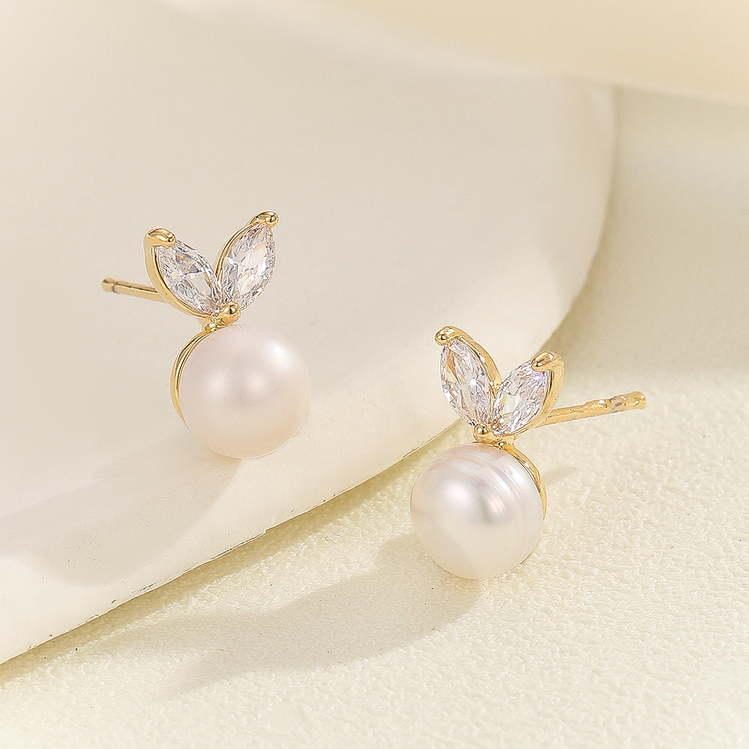 Pretty Pearl Petal Gold Earrings - Reet Pehal