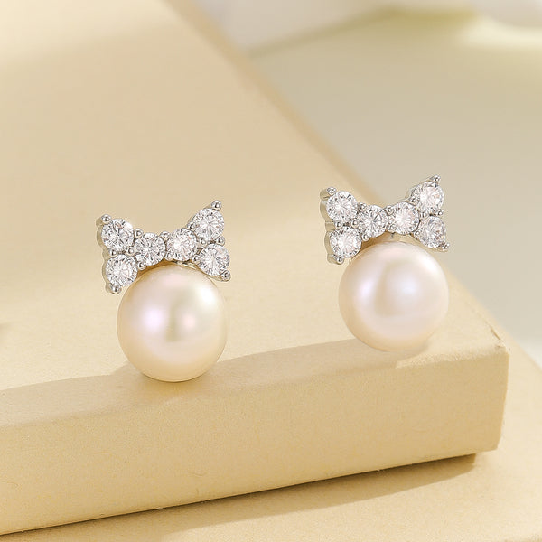 Halo Bow Pearl Earrings - Reet Pehal