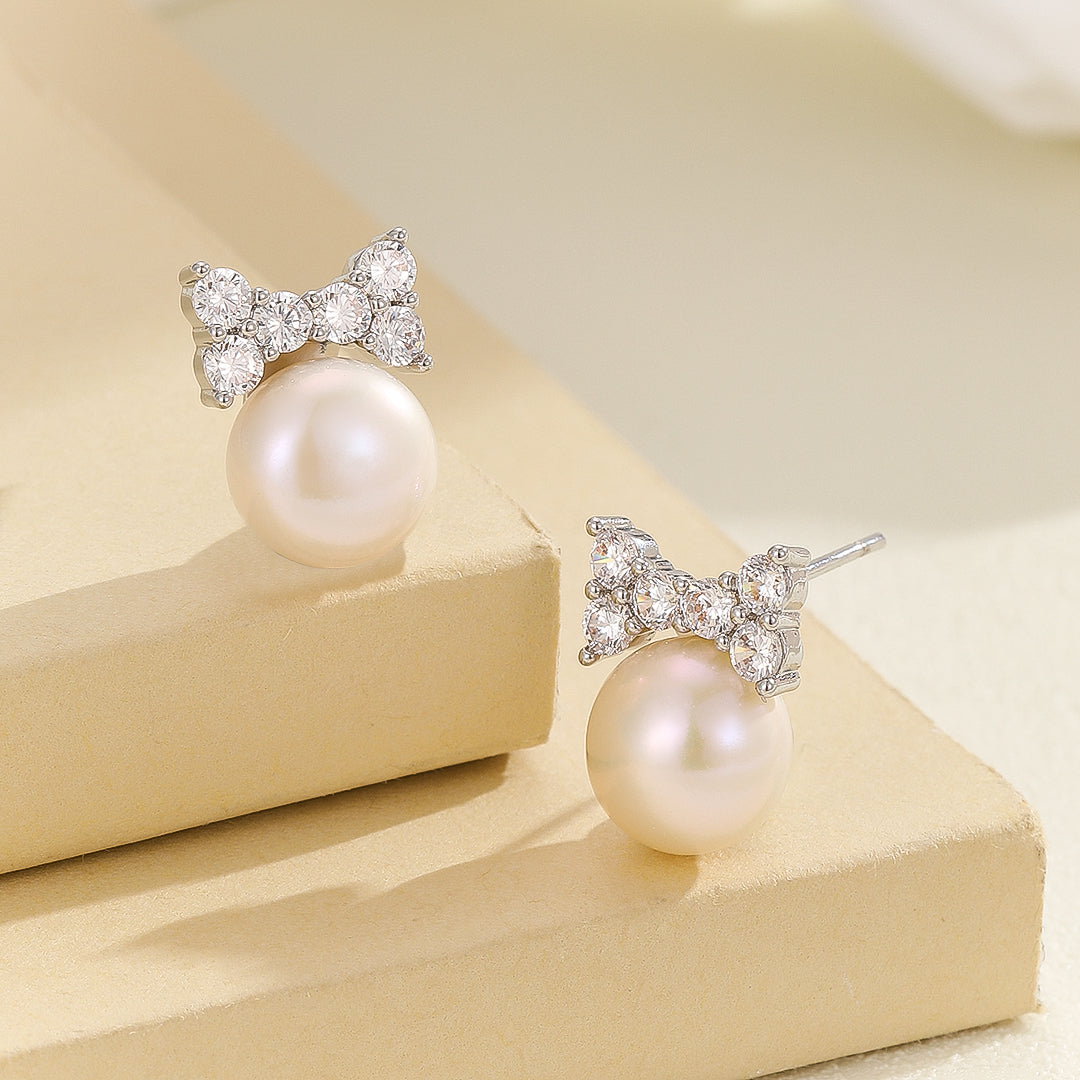 Halo Bow Pearl Earrings - Reet Pehal