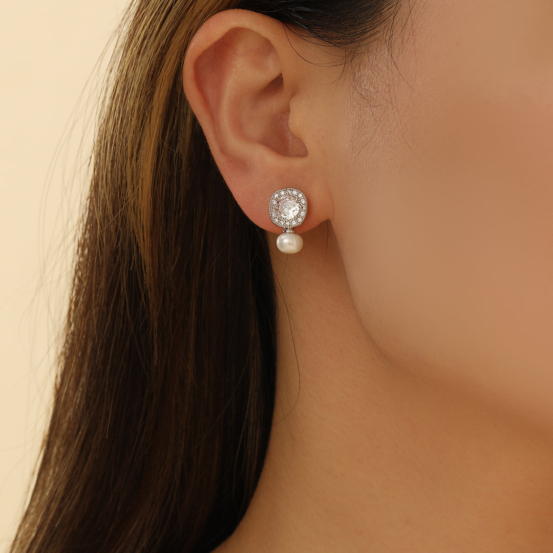 Luminescent Halo Gemstone Silver Earrings - Reet Pehal