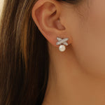 Load image into Gallery viewer, Sparkling Silver Butterfly Pearl Earrings - Reet Pehal
