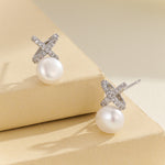 Load image into Gallery viewer, Silver Glow Pearl Danglers - Reet Pehal
