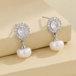 Load image into Gallery viewer, Luxe Crystal-Pearl Silver Earrings - Reet Pehal
