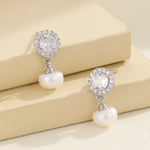 Load image into Gallery viewer, Luxe Crystal-Pearl Silver Earrings - Reet Pehal
