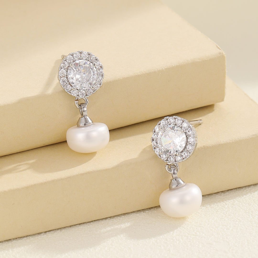 Luxe Crystal-Pearl Silver Earrings - Reet Pehal