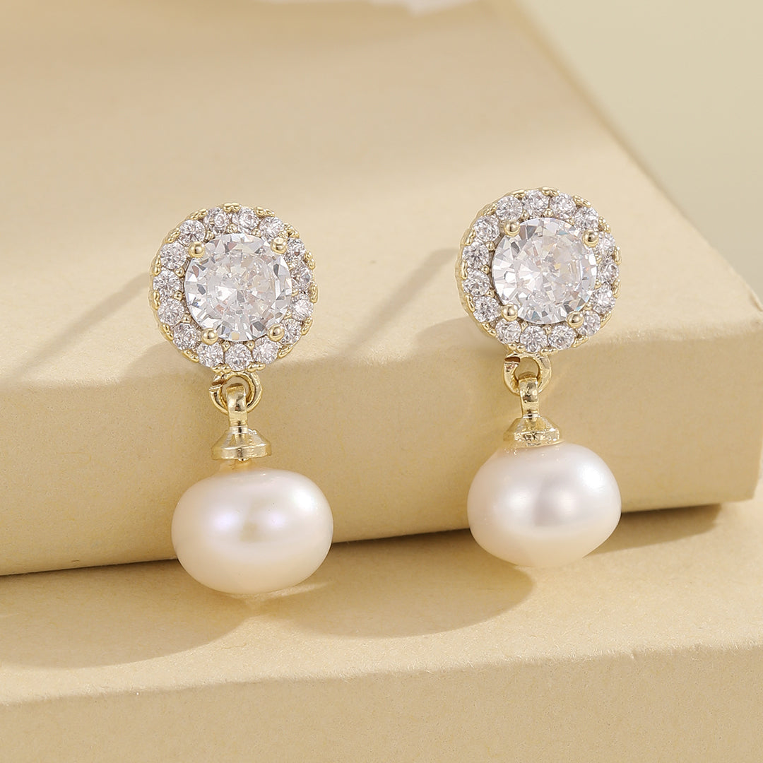 Luxe Crystal-Pearl Gold Earrings - Reet Pehal