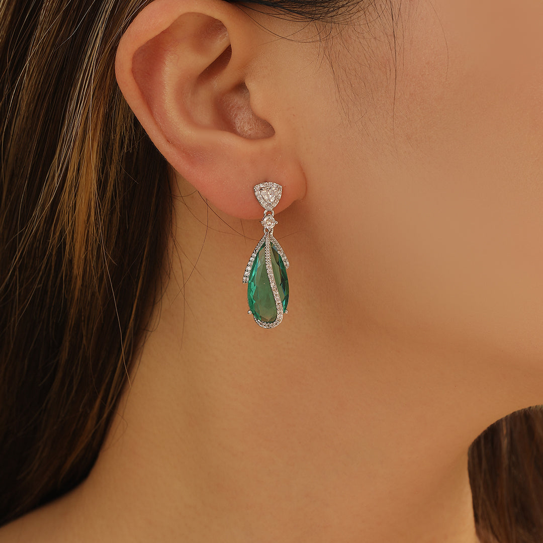 Green Halo Glamour Earrings - Reet Pehal