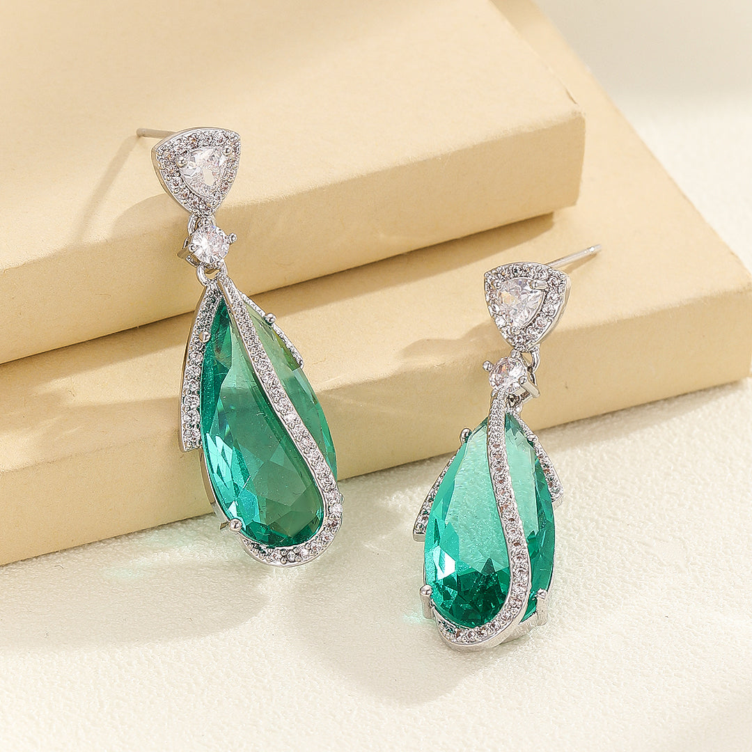 Green Halo Glamour Earrings - Reet Pehal