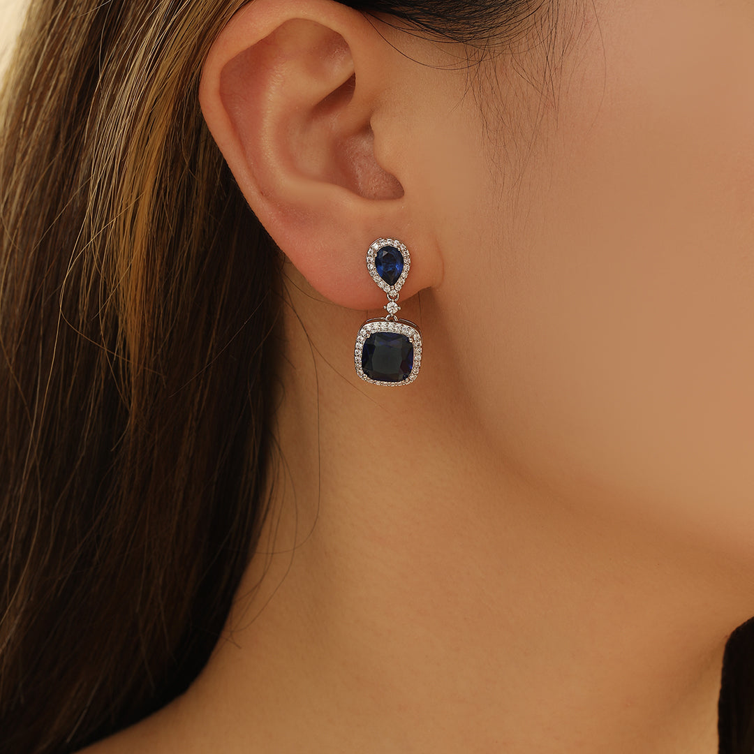 Glamorous Sapphire Serenade Drop Earrings - Reet Pehal