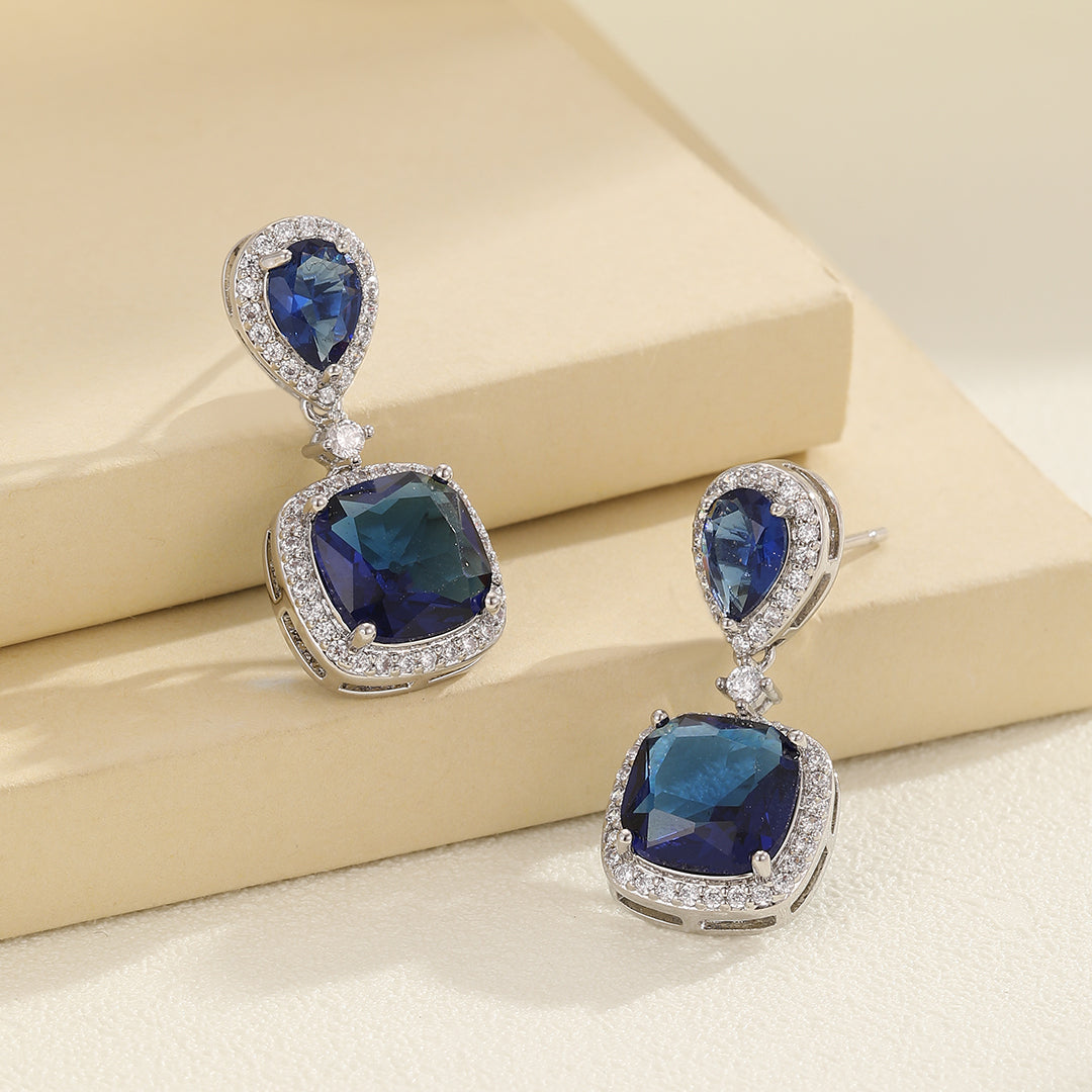 Glamorous Sapphire Serenade Drop Earrings - Reet Pehal