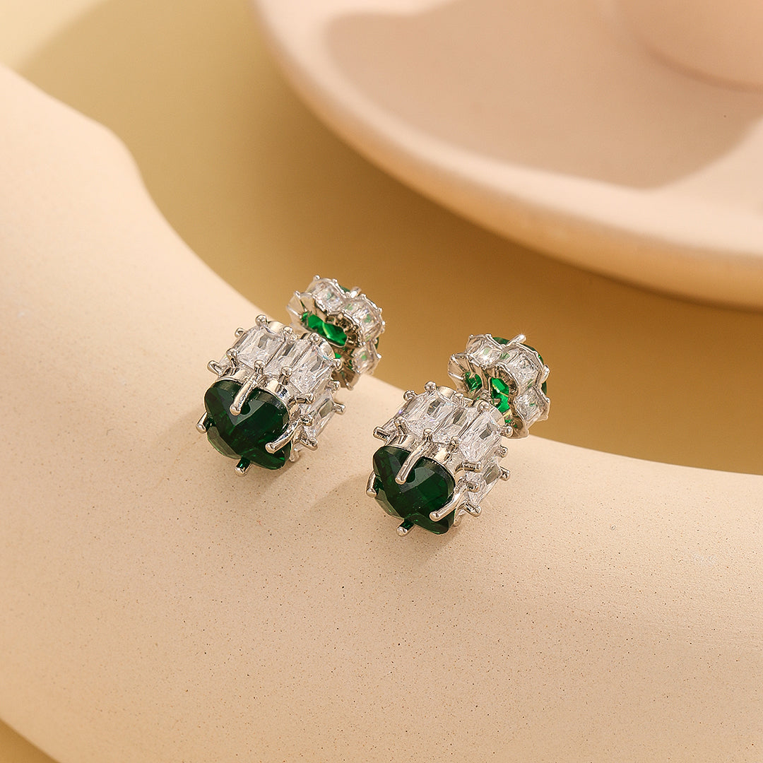 Opulent Silv-Emerald Essence studs - Reet Pehal