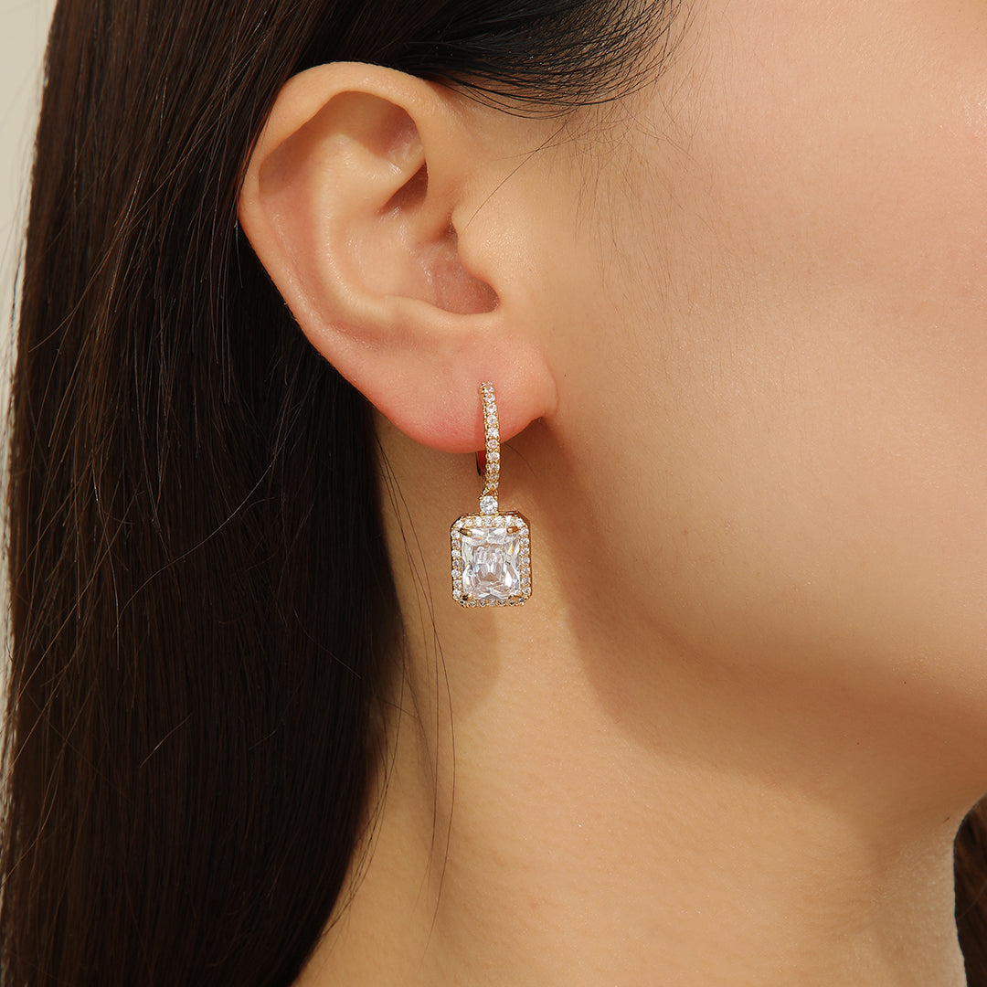 Sparkling Square Fiesta Gold Earrings - Reet Pehal