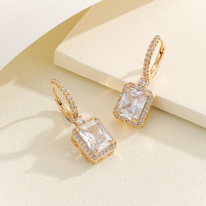 Sparkling Square Fiesta Gold Earrings