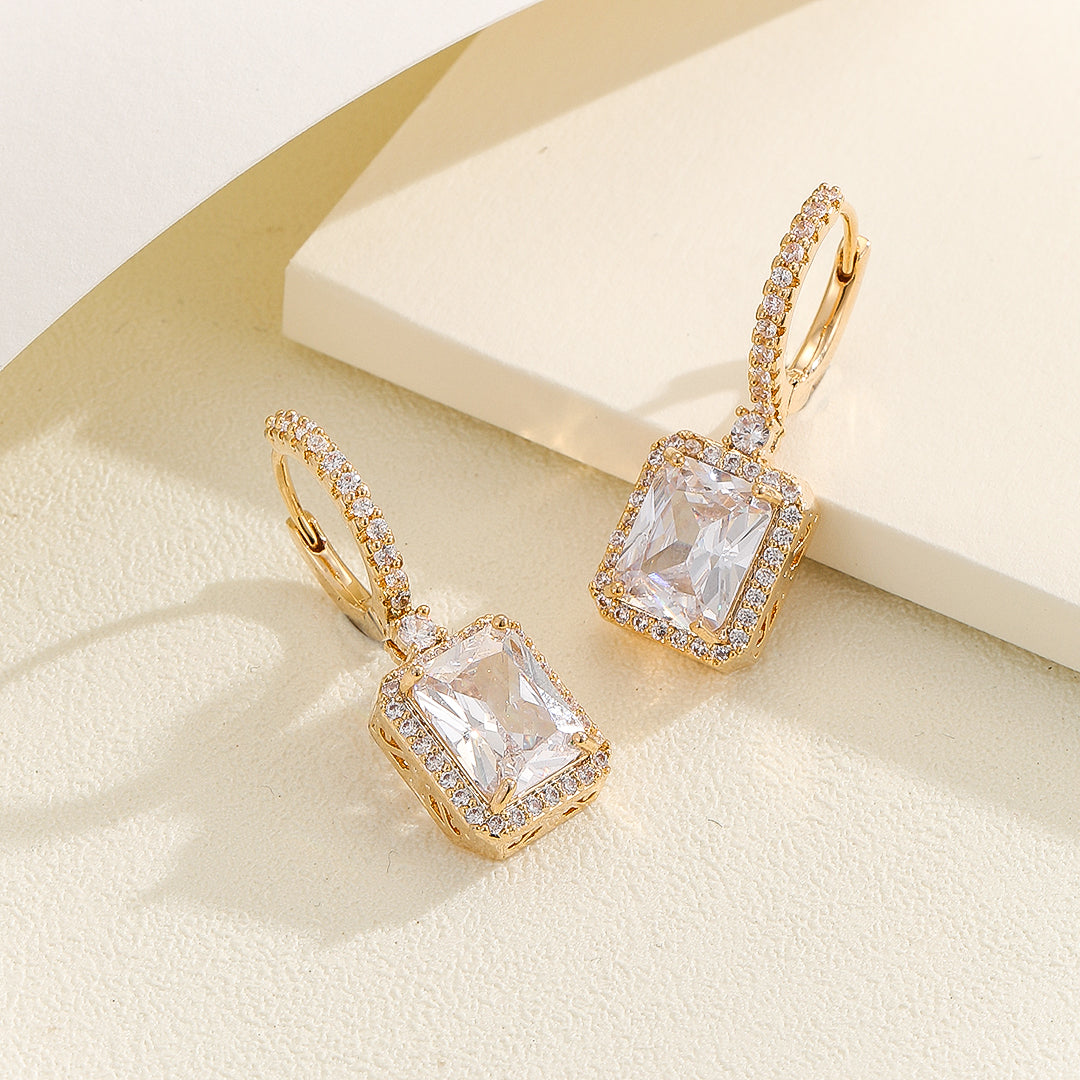 Sparkling Square Fiesta Gold Earrings - Reet Pehal