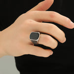 Load image into Gallery viewer, Graceful Onyx Square Statement Ring
