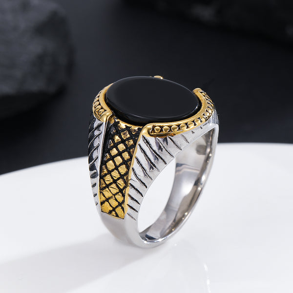 Gilded Onyx Scale Ring