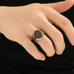 Load image into Gallery viewer, Gilded Onyx Scale Ring
