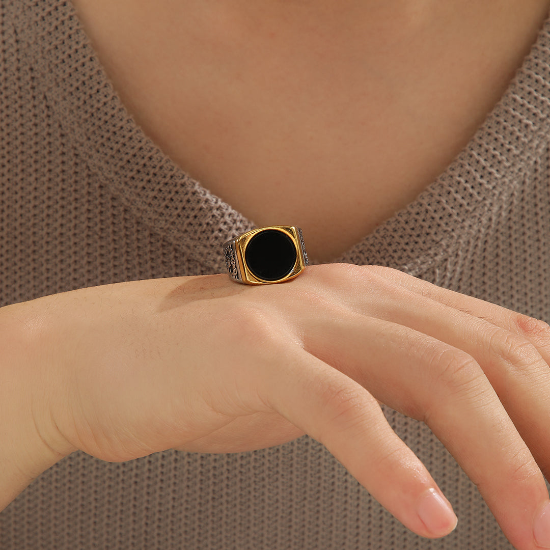 Exquisite black Tribal Sovereign Ring