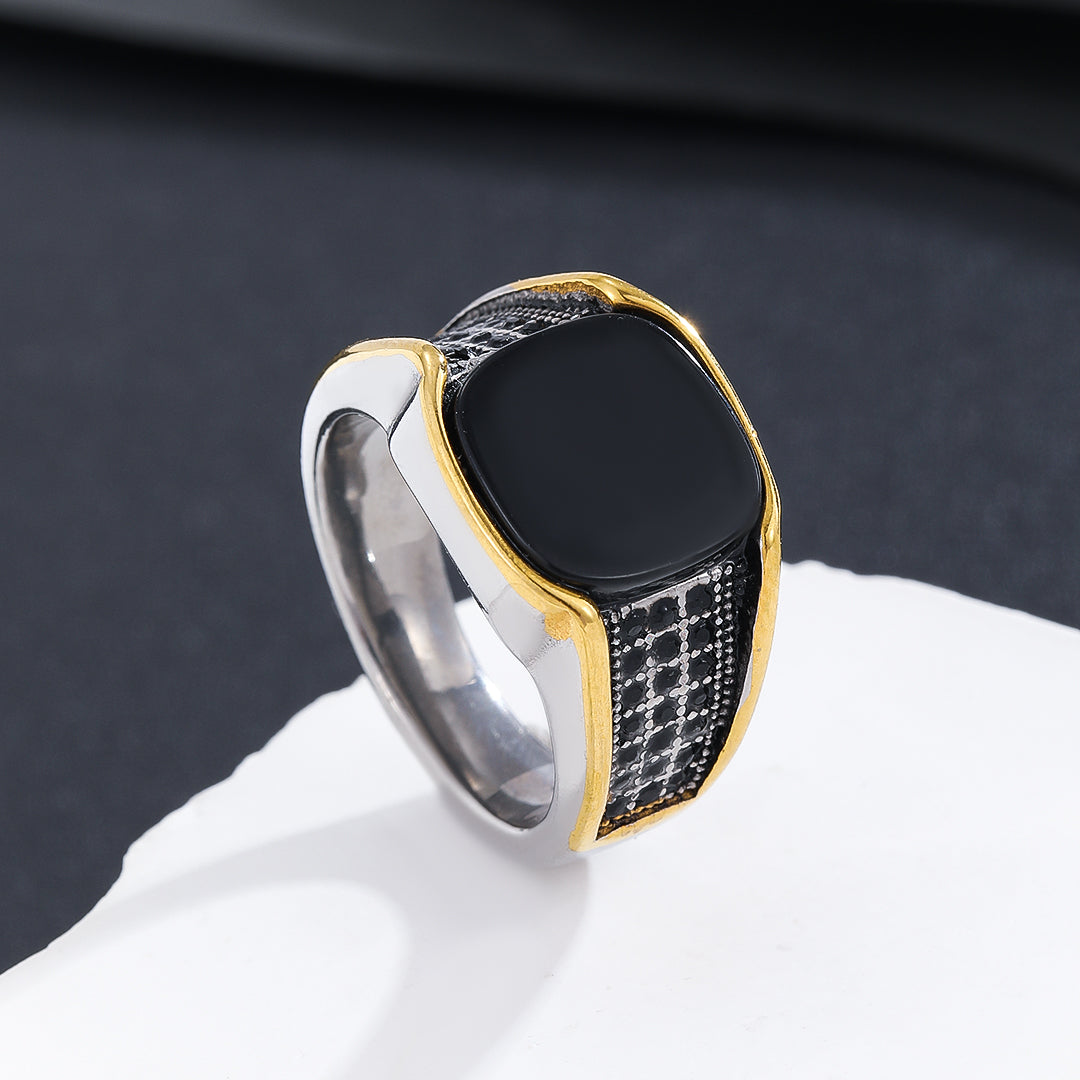 Exclusive Golden Midnight Inlay Ring