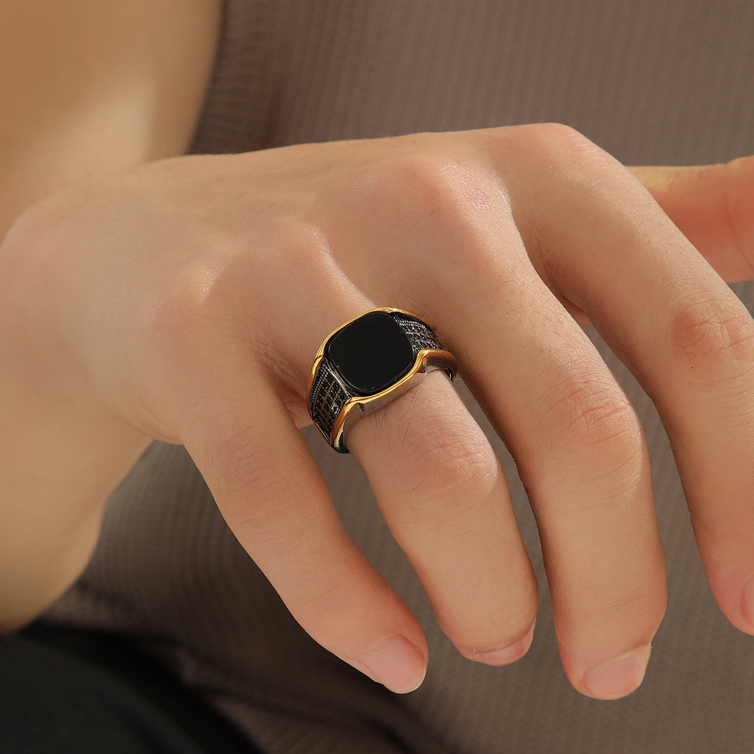 Exclusive Golden Midnight Inlay Ring