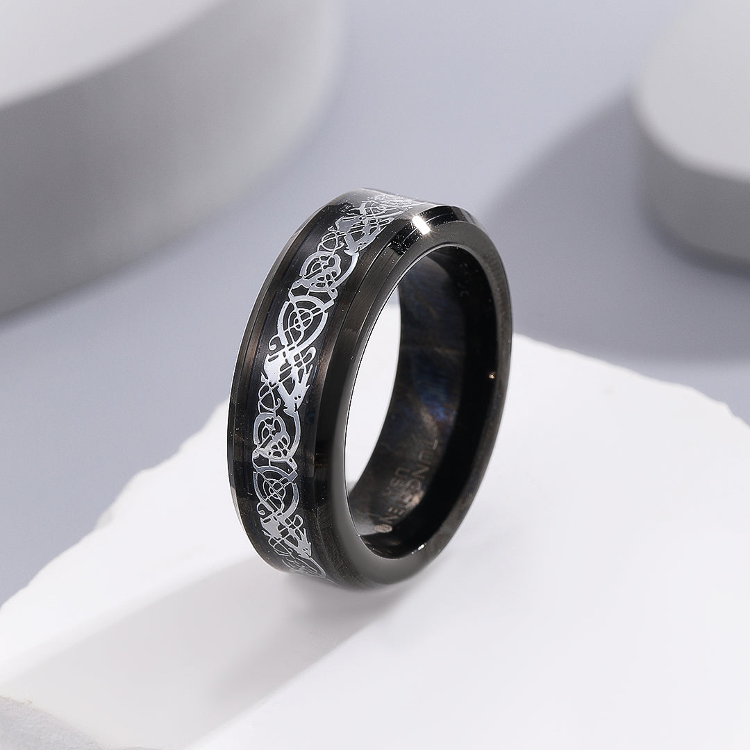 Noir Celtic Knot Tungsten Band