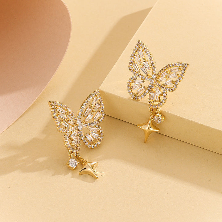 Stunning Golden Gleam Butterfly Earrings - Reet Pehal