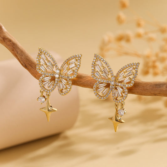 Stunning Golden Gleam Butterfly Earrings - Reet Pehal