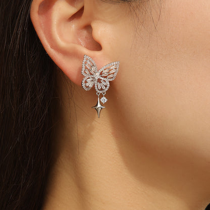 Stunning Silver Gleam Butterfly Earrings - Reet Pehal