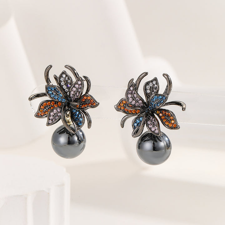 Enchanting Blossom Burst Noir Earrings - Reet Pehal