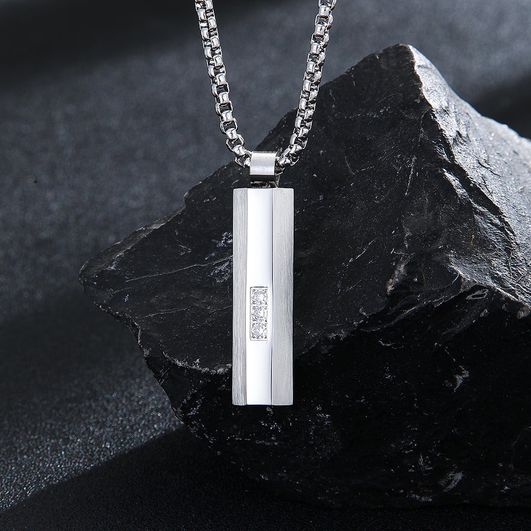 Shimmering Stone Silver Bar Locket