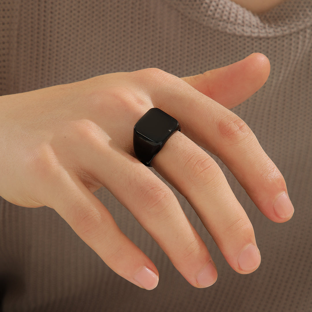 Edgy Black Monochrome Matrix Ring