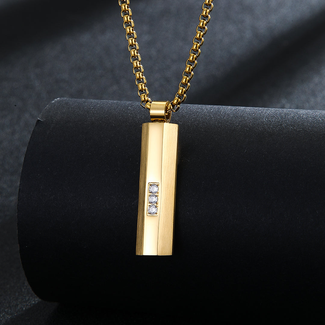 Shimmering Stone Gold Bar Locket