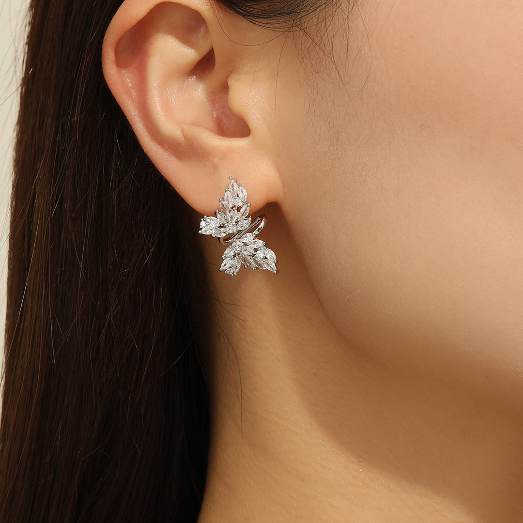 Cute Silver Butterfly Marquise Studs - Reet Pehal