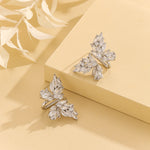 Load image into Gallery viewer, Cute Silver Butterfly Marquise Studs - Reet Pehal
